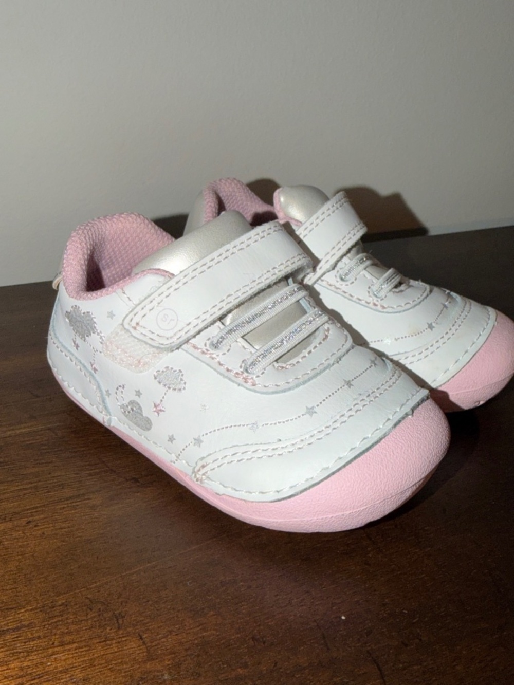 Stride Rite Baby's Soft Motion Adalyn Leather Sneakers White/Silver Size US 5W